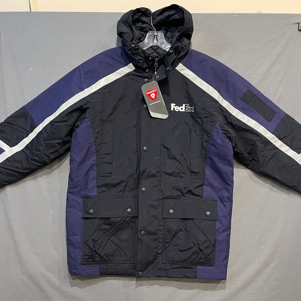 FedEx Stan Herman Primaloft Parka Jacket Mens Medium Blue Black FD3330 NWT - Picture 2 of 8